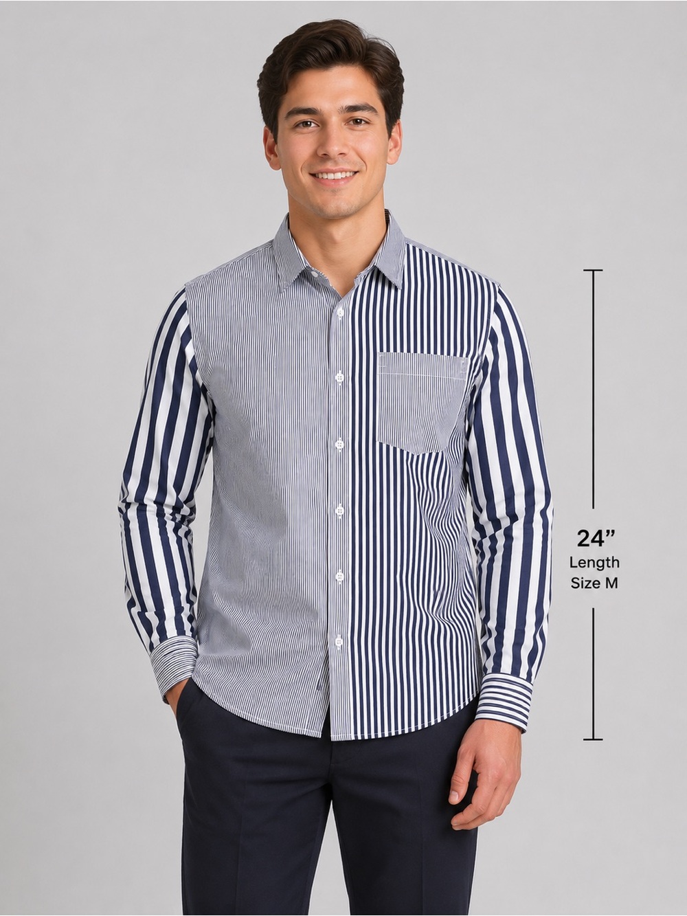 Tommy Hilfiger Men's Medium Navy & White
Striped Slim Fit Dress Shirt